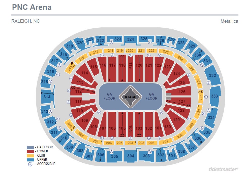 Pnc Arena Seating Chart Metallica